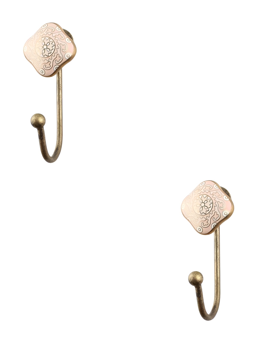 

IndianShelf Pink & White 2 Pieces Ceramic Square Door Wall Hooks