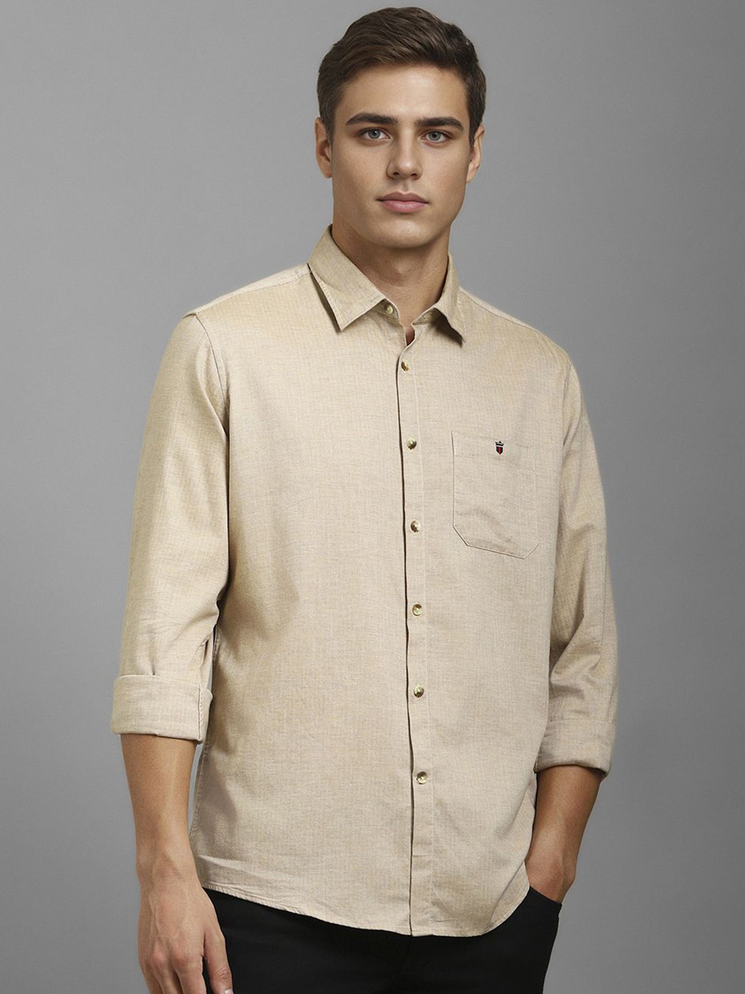 

Louis Philippe Sport Men Textured Opaque Cotton Casual Shirt, Beige