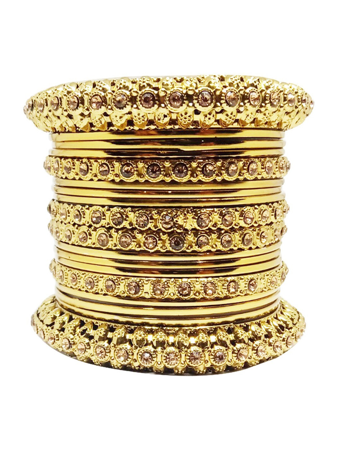 

CHRISHAN Set Of 18 Gold-Plated Stone Studded Bangles