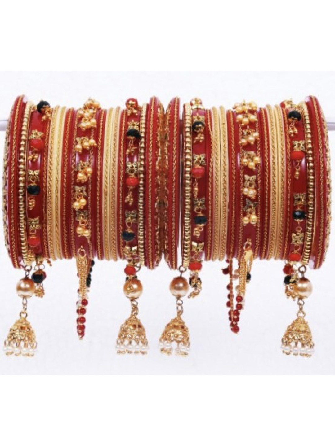 

Align Set Of 2 Gold-Plated Stone Studded & Beaded Bangles