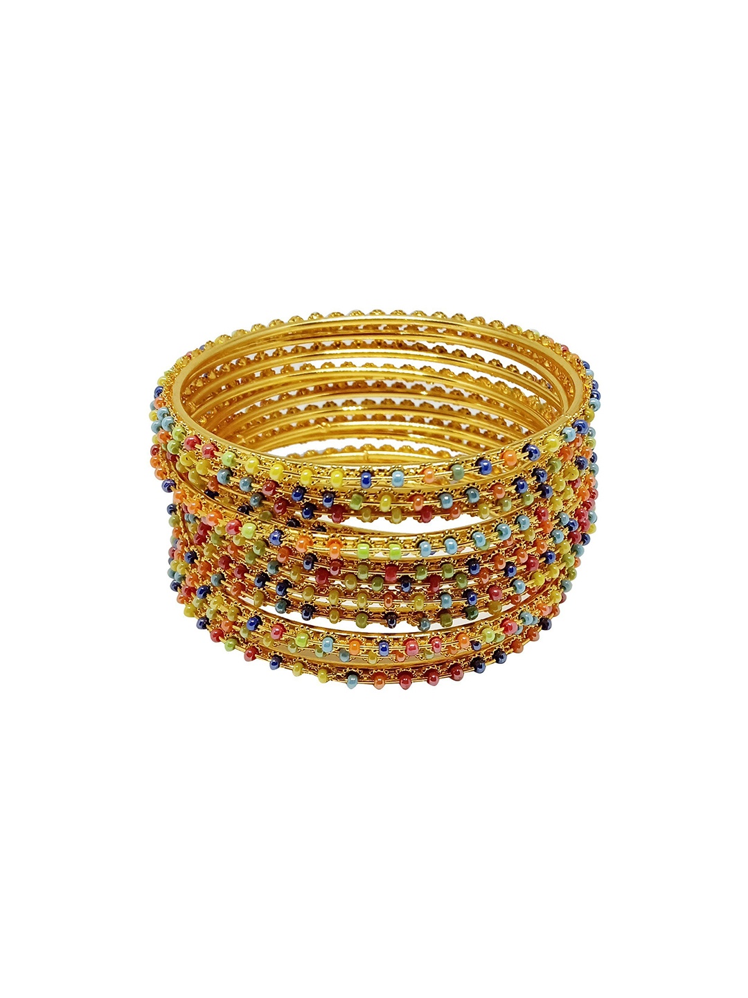 

CHRISHAN Set Of 12 Gold-Plated Beaded Bangles