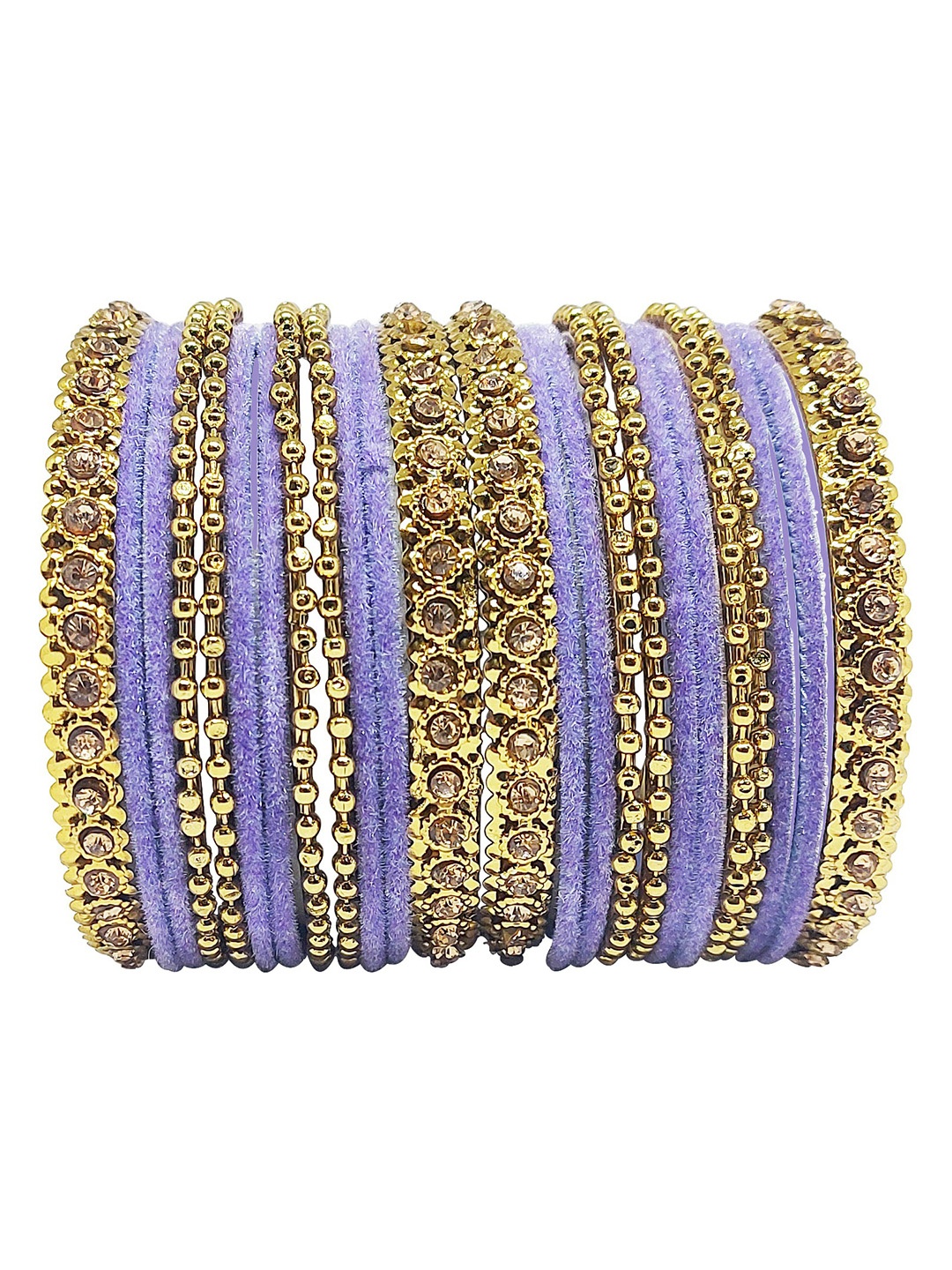 

CHRISHAN Set Of 24 Stone Studded Fabric Bangles, Gold