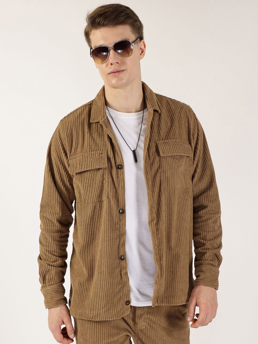 

Thomas Scott Men Premium Corduroy Casual Shirt, Khaki