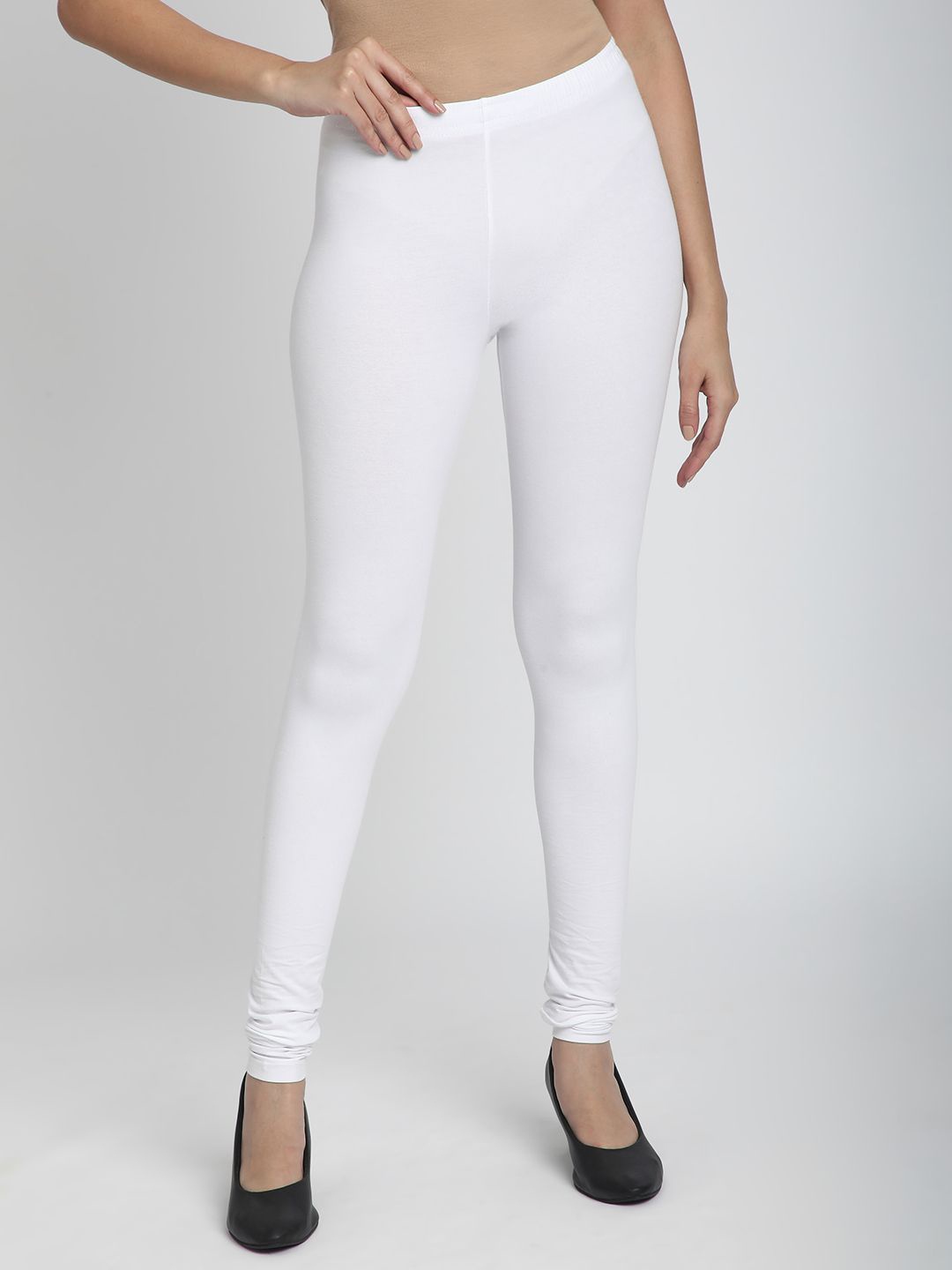 

R&B Women Mid-Rise Churidar Leggings, White