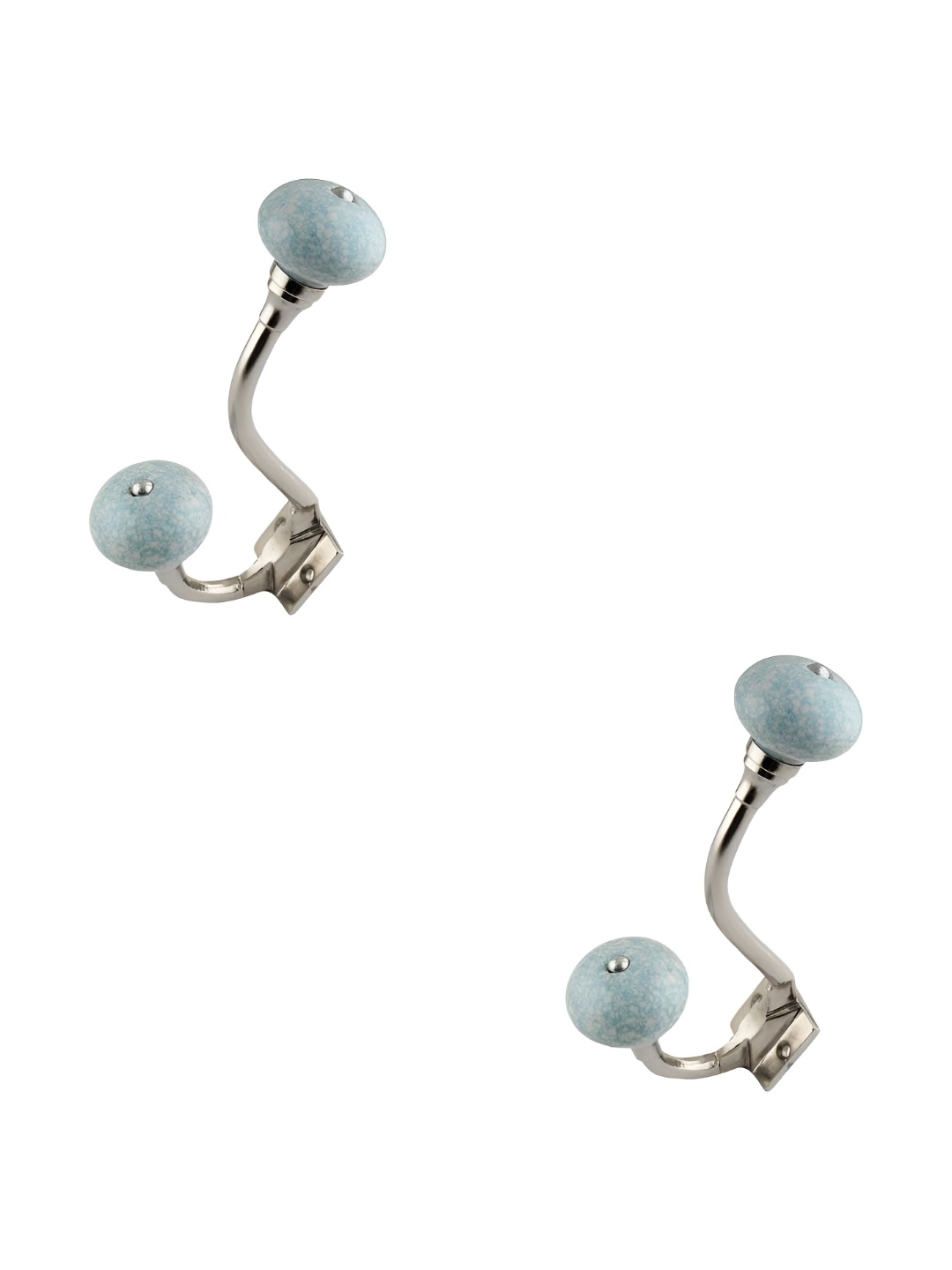 

IndianShelf Turquoise Blue 2 Pieces Ceramic Crackle Key Hooks Kitchen Hanger