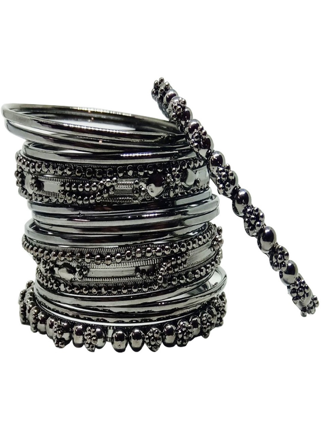 

CHRISHAN Set Of 18 Gold-Plated Metal Bangles, Black
