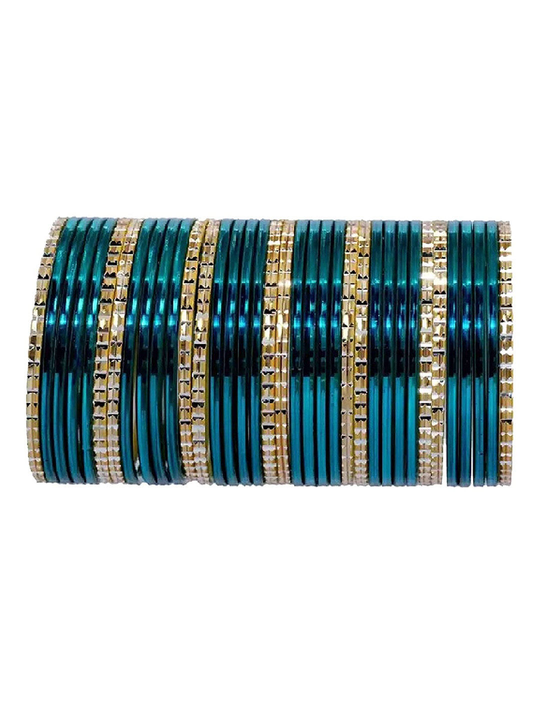 

ZULKA Set of 24 Alloy Base With Zircon Gemstone Studded Work Bangle, Blue