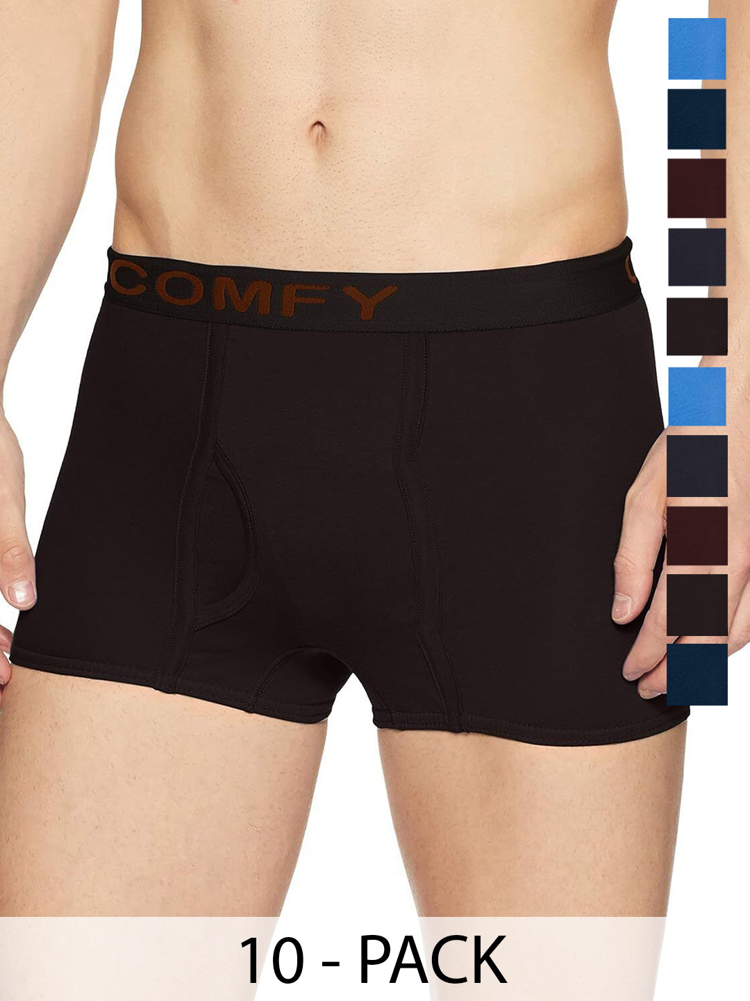 

AMUL COMFY Pack Of 10 Assorted Short Trunks Comfy-Plain-Mini-Trunk-OE-10-80