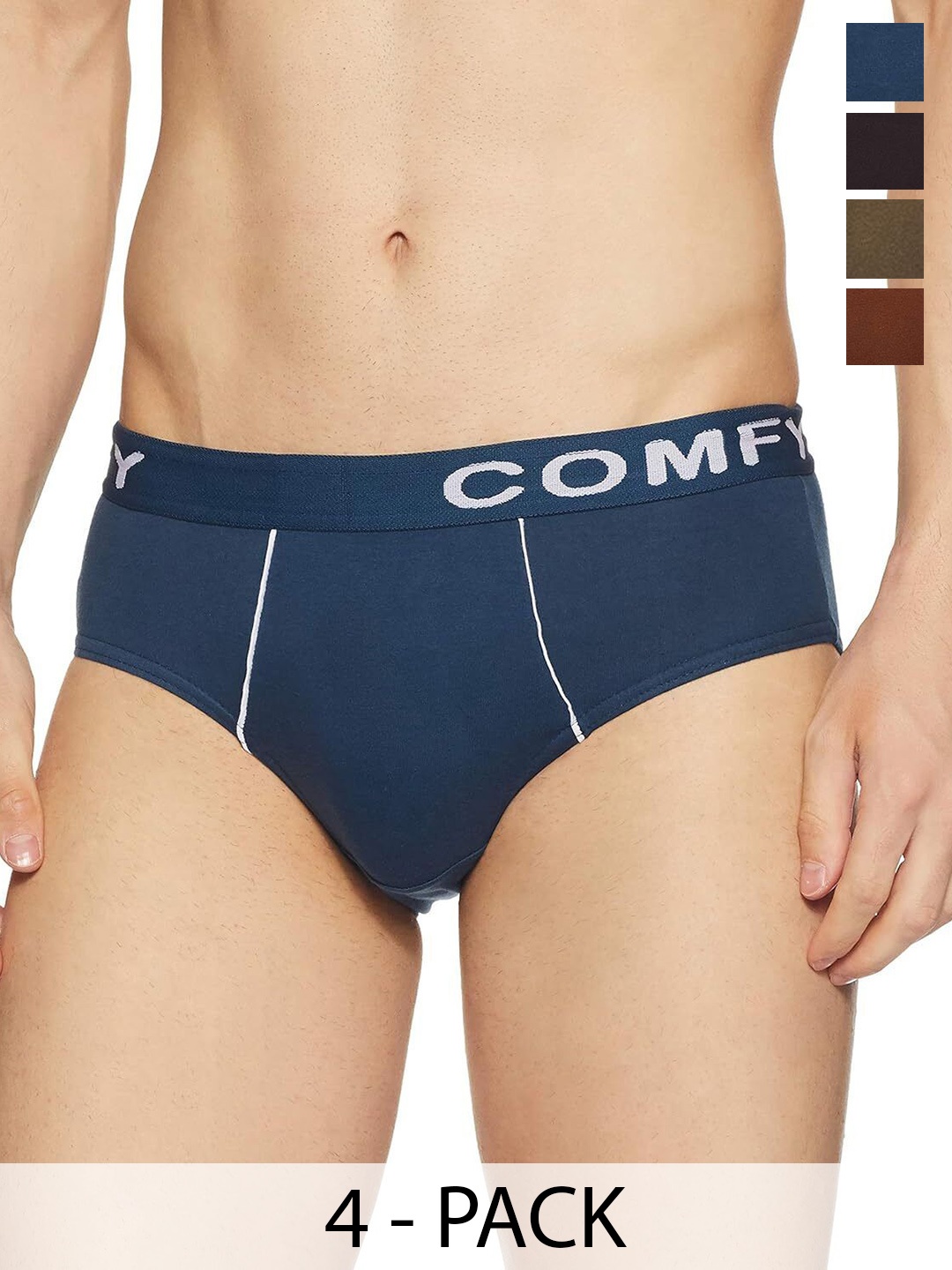 

AMUL COMFY Men Pack Of 4 Cotton Basic BriefsComfy-Brief-OE-4-85, Blue