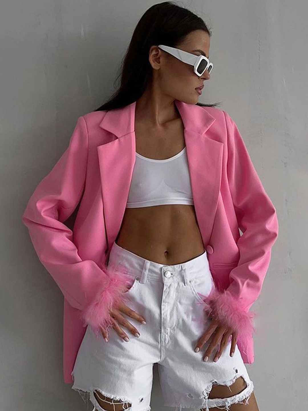 

LULU & SKY Oversized-Fit Single-Breasted Blazer, Pink