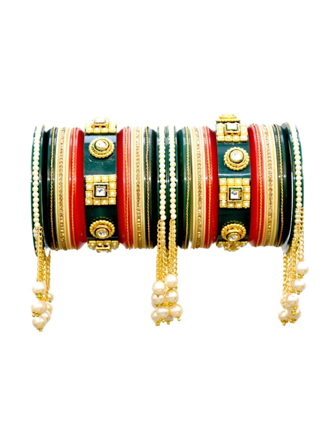 

Align Set Of 2 Gold-Plated Stones-Studded & Beaded Bangles