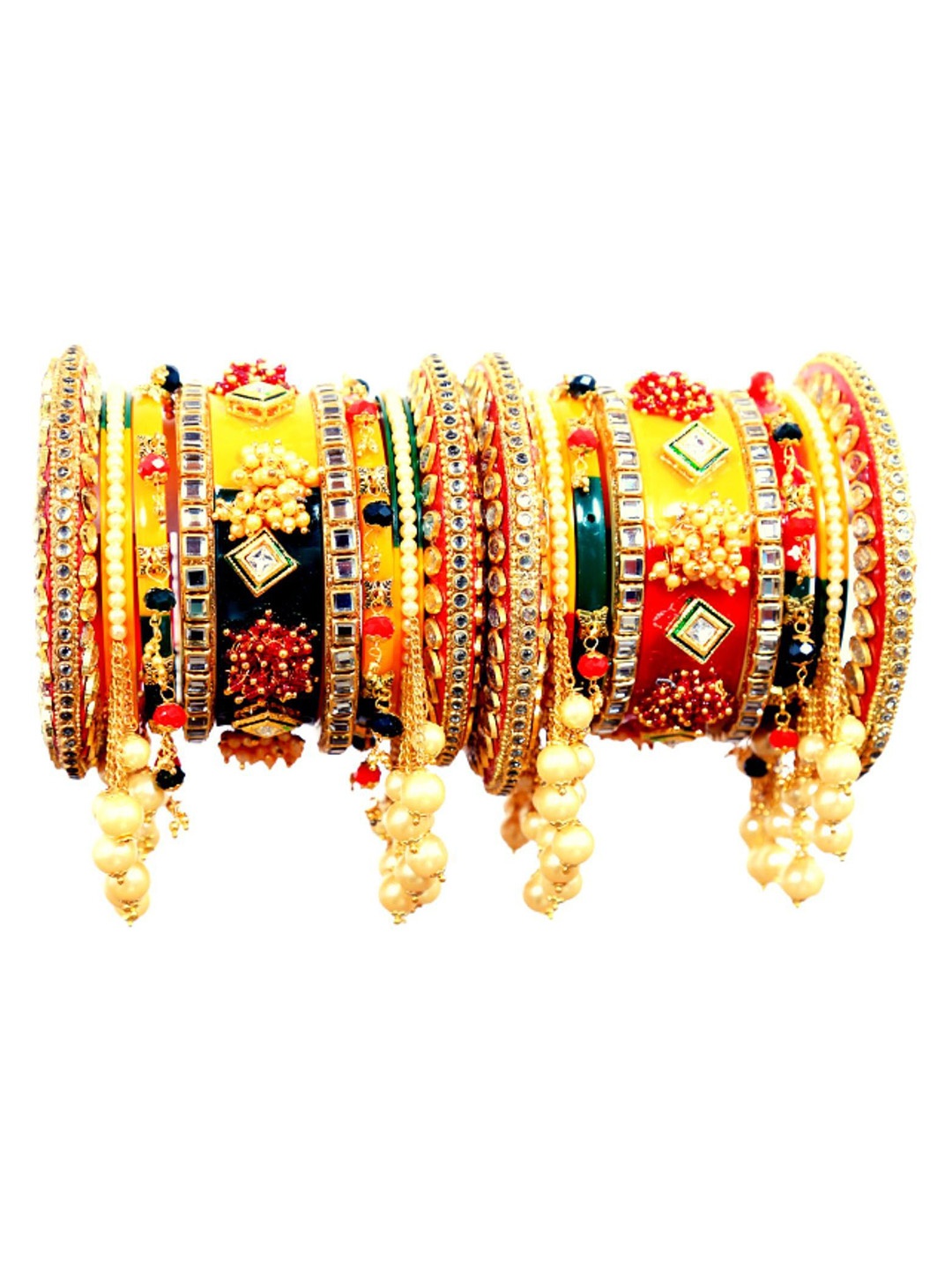 

Align Set Of 2 Gold-Plated Stones-Studded & Beaded Bangles