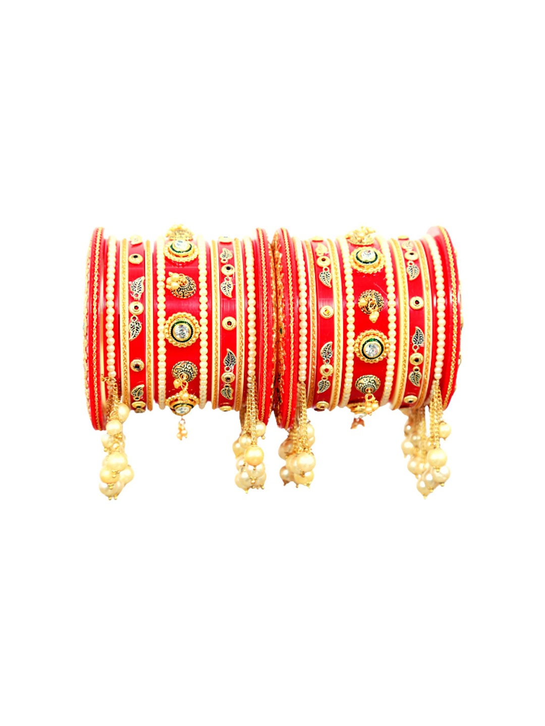

Align 14-Pcs Pearl Gold-Plated Chudas, Red