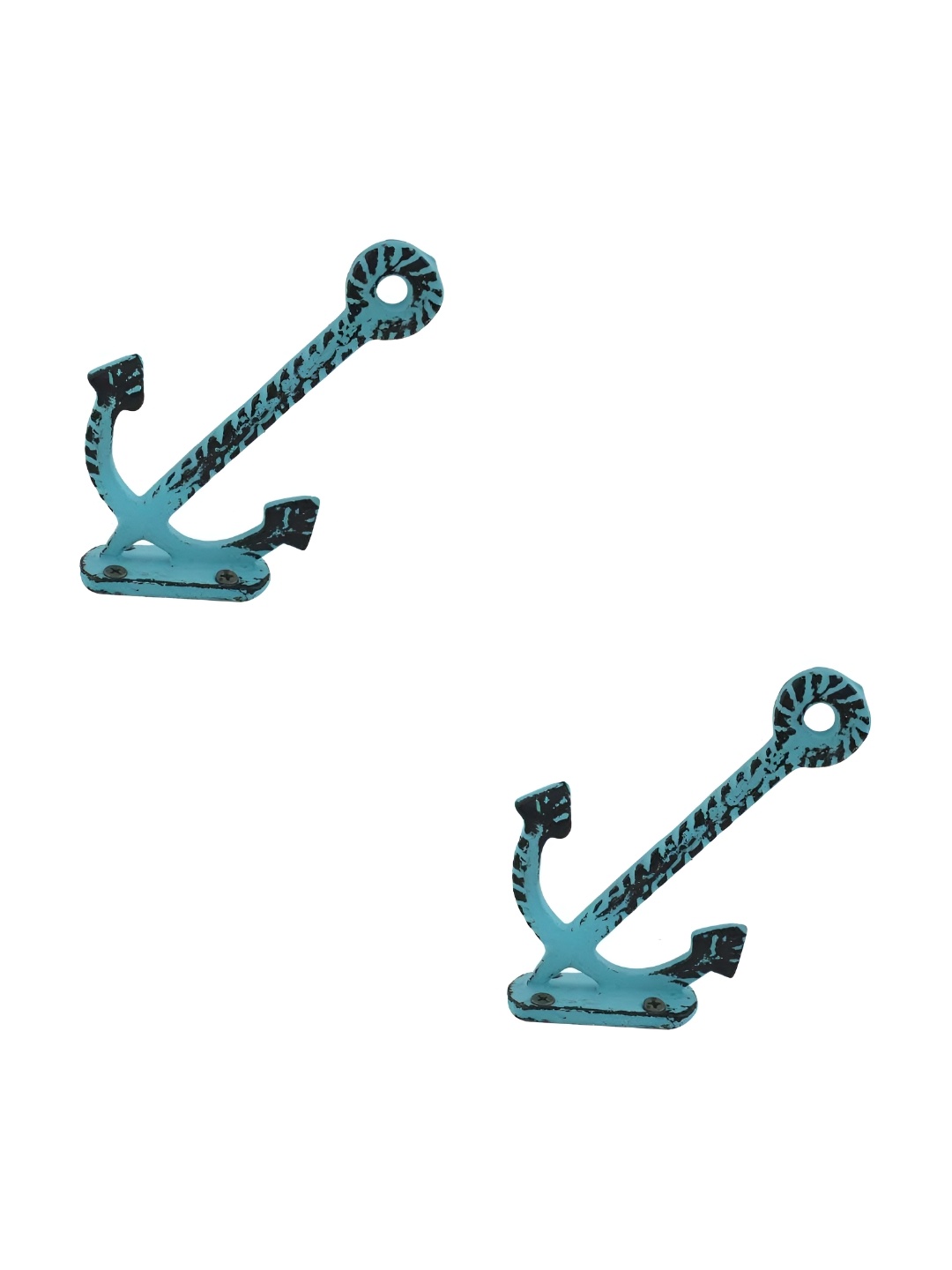 

IndianShelf White & Black 2 Pcs Iron Anchor Wall Hooks