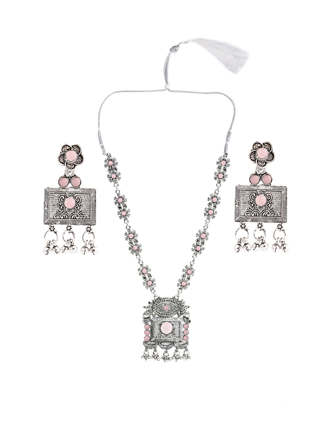 

SUNHARI Stone Studded & Beaded Jewellery Set, Silver