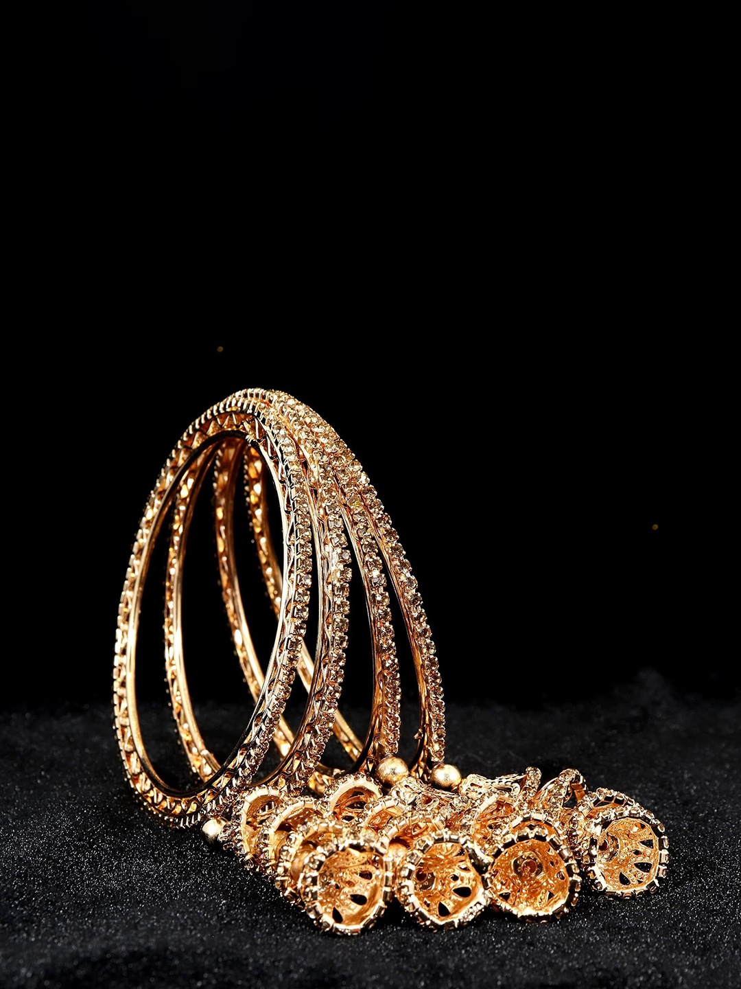 

ZULKA Set of 4 Gold Plated Metal Latkan Bangle, Rose gold