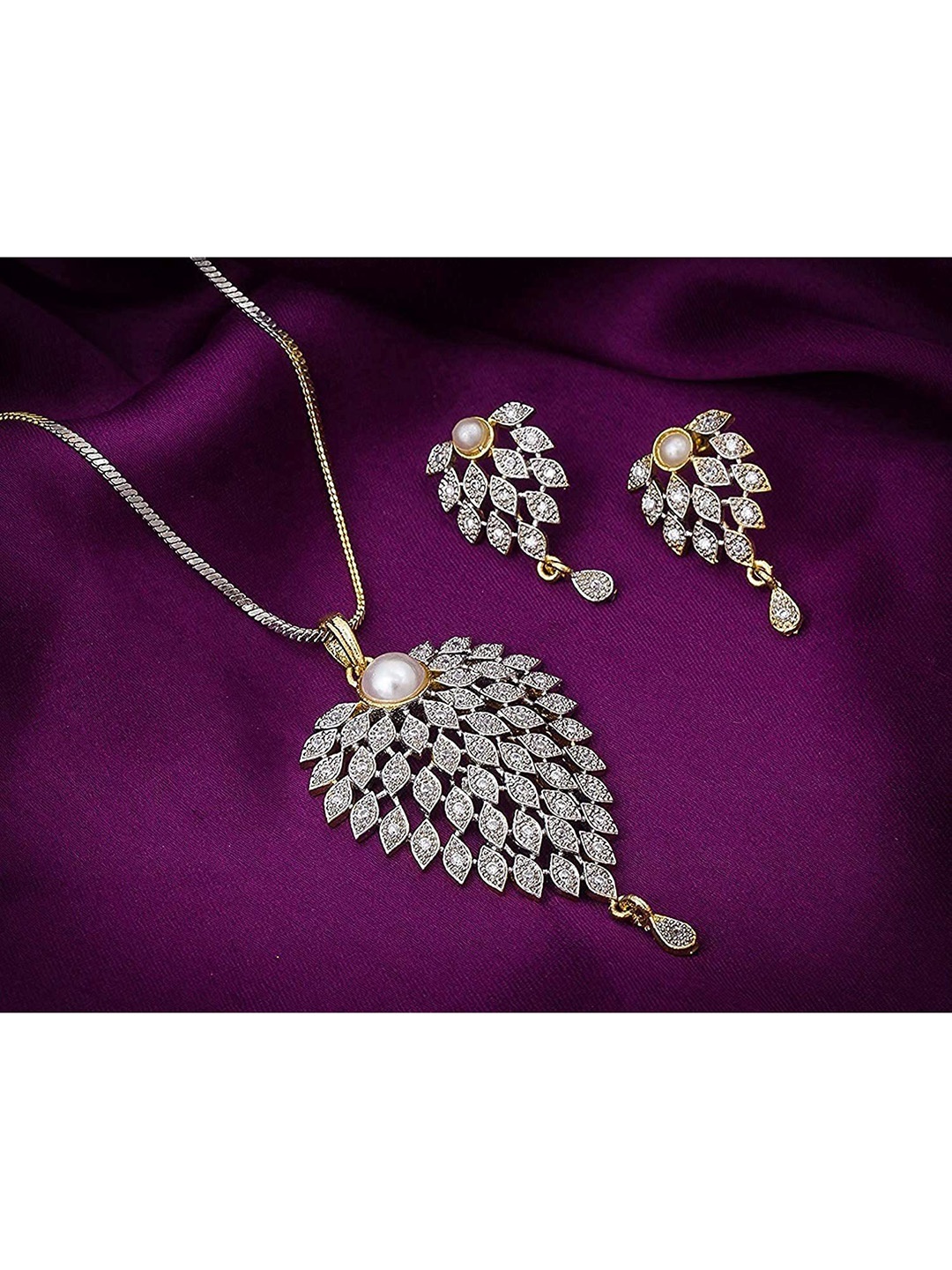 

SUNHARI Gold-Plated Stone-Studded Necklace & Earrings