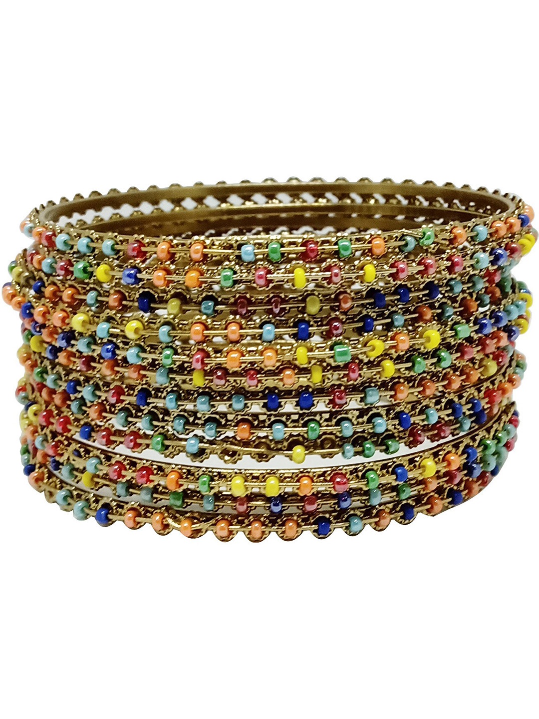 

CHRISHAN Set Of 12 Gold-Plated Beaded Bangles