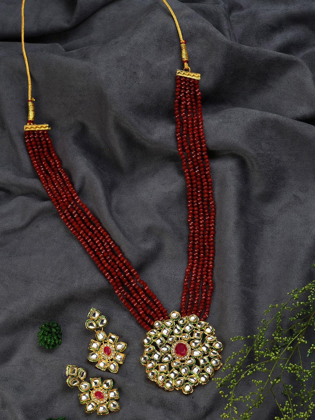 

SUNHARI Women Gold Plated Stone Studded & Jewellery Set