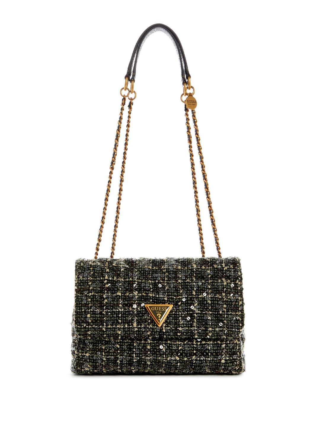 

GUESS Women Embellished Structured Shoulder Bag, Black