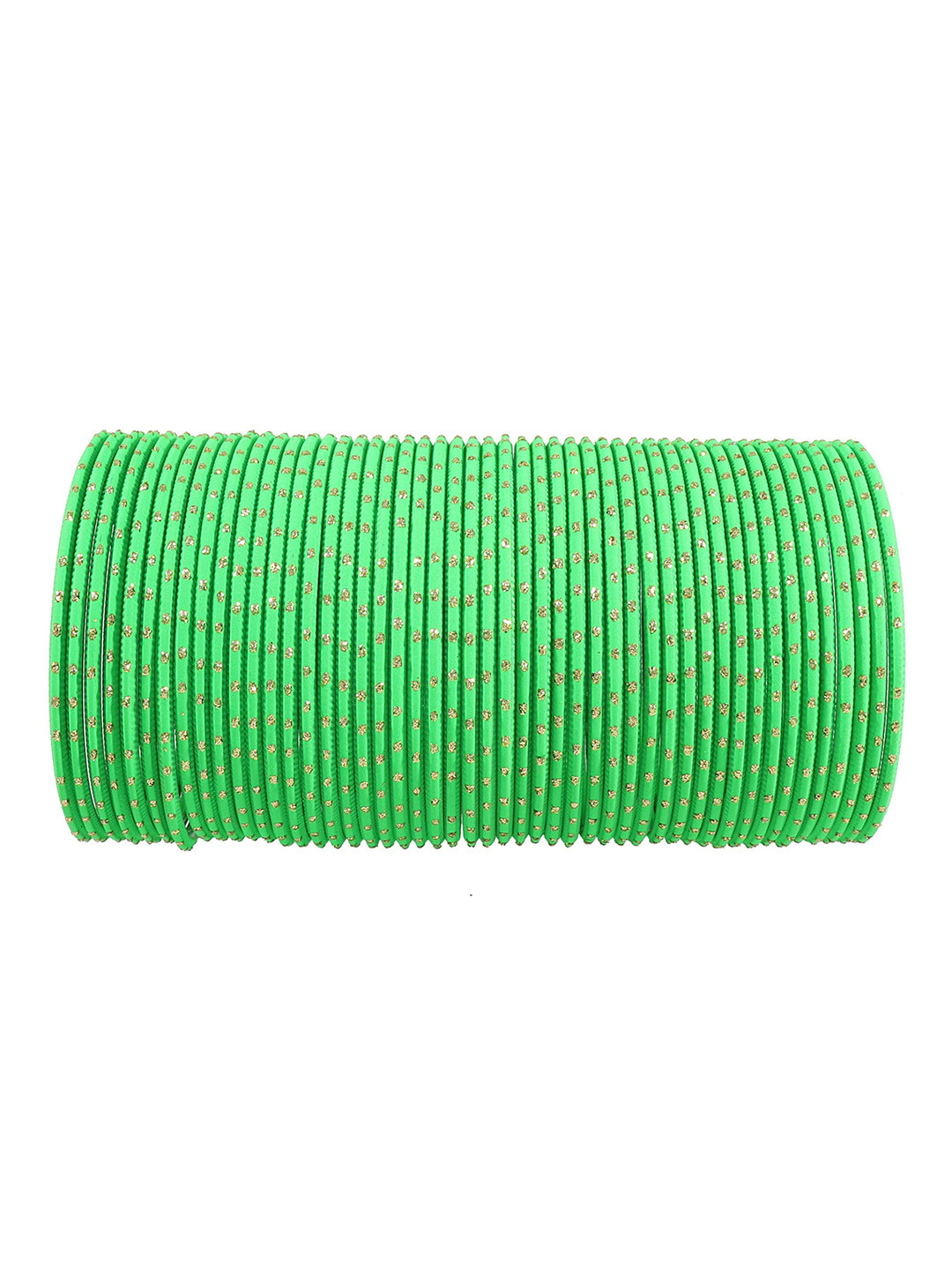 

ZULKA Set Of 48 Women Polka Dots Metal Bangles, Fluorescent green