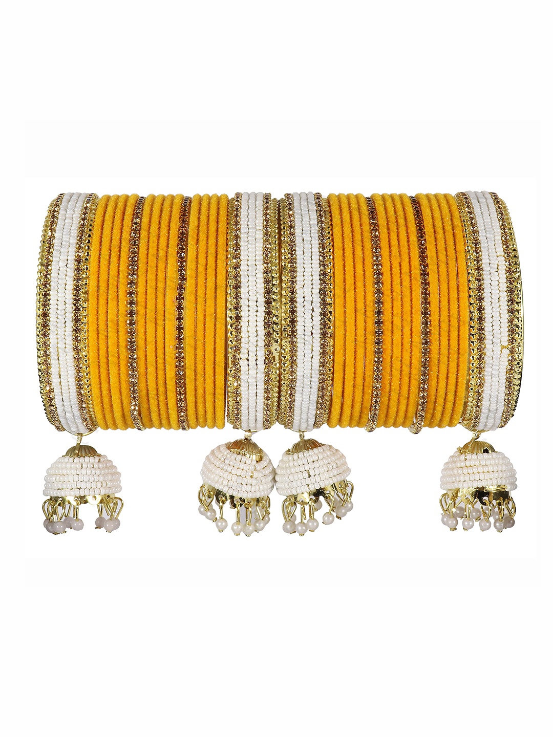 

ZULKA Set of 32 Acrylic (Plastic) with Oval Beads Or Zircon Gemstone Studded worked Short Chuda, Magenta
