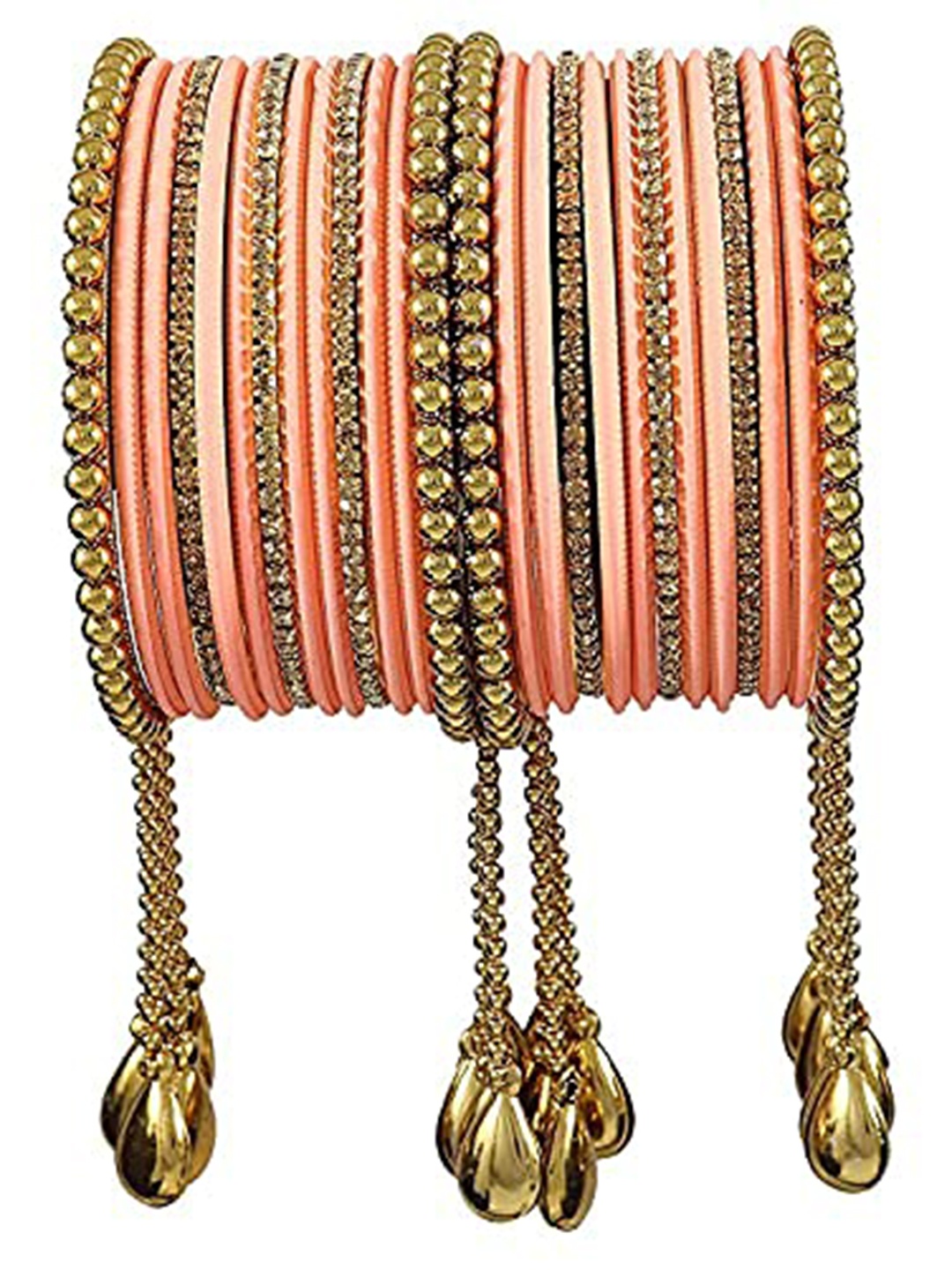 

ZULKA Set Of 26 Bangles Non-Precious Metal Zircon Gemstone Latkan Bangle, Blue