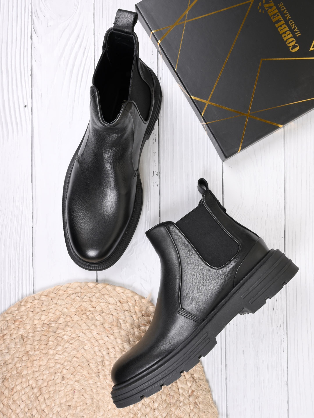 

Cobblerz Men Leather Chelsea Boots, Black