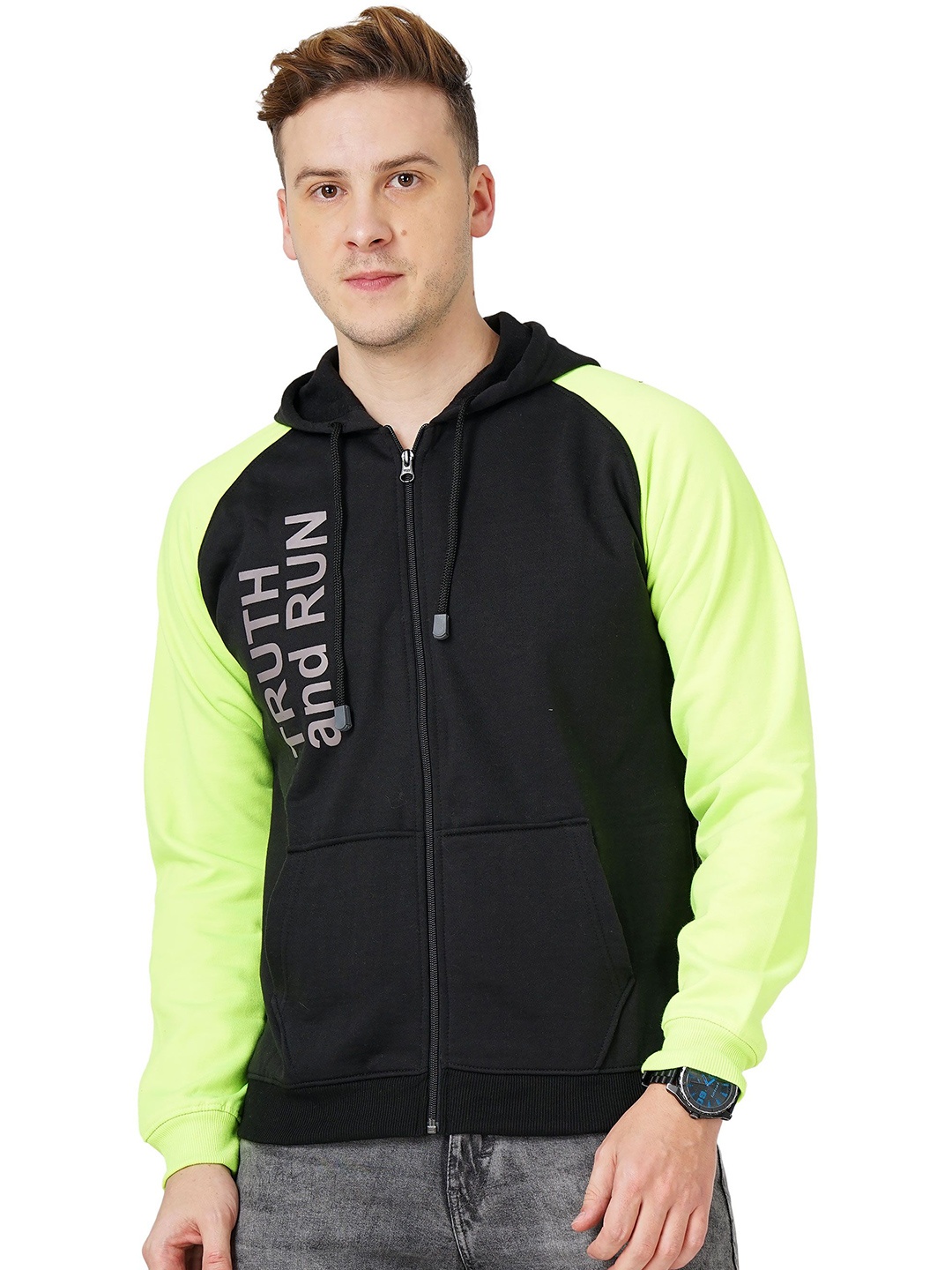 

Chanda Khuba Men Printed Hooded Sweatshirt, Black