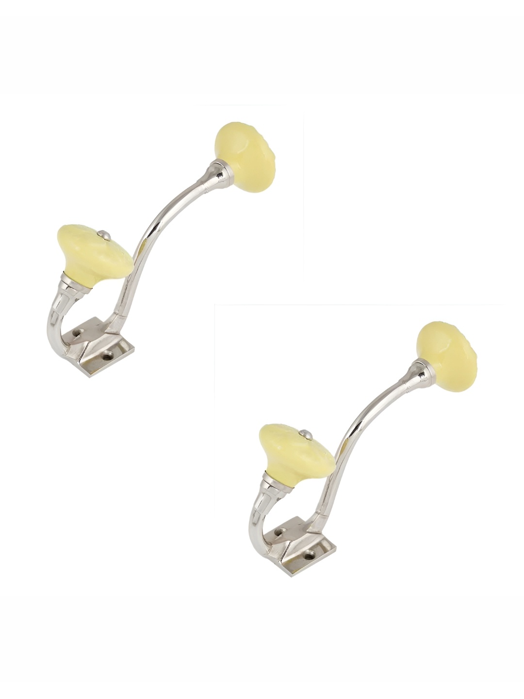 

IndianShelf Yellow & Silver Toned 2 Pieces Textured Ceramic Wall Hooks