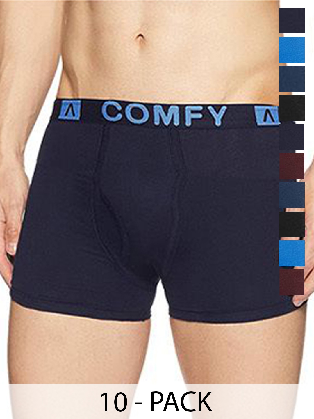 

AMUL COMFY Men Pack Of 10 Assorted Short Trunks Comfy-FCD-Trunk-OE-10-75