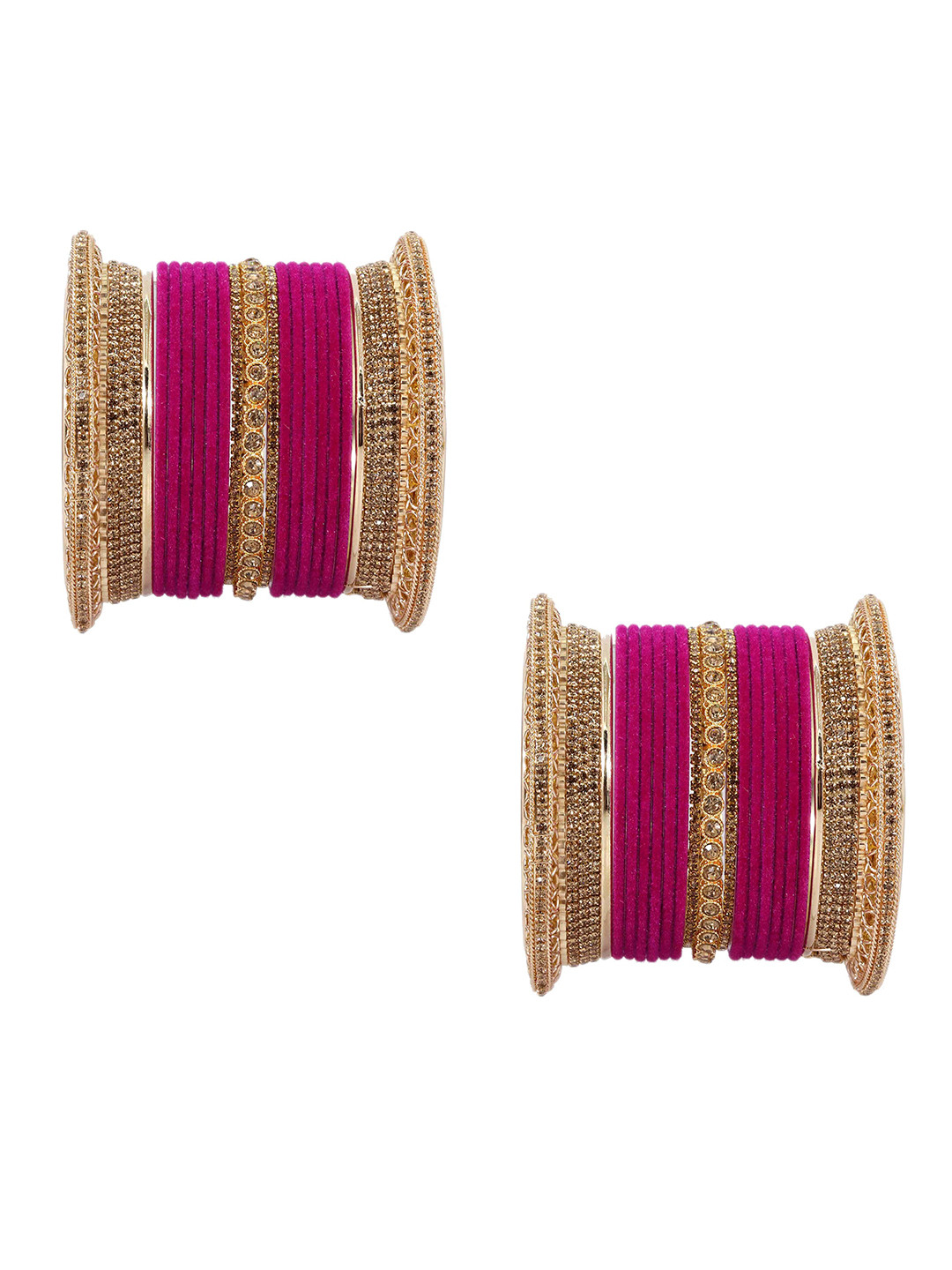 

ZULKA Set of 34 Metal Zircon Gemstone Studded Bangles, Purple