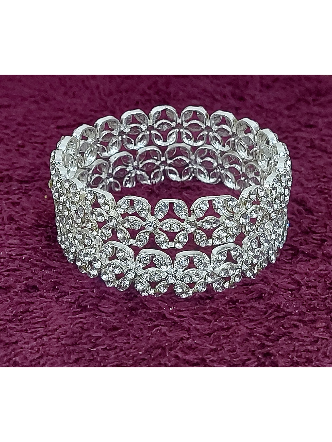 

CHRISHAN Set Of 2 Silver-Plated Stones-Studded Bangles
