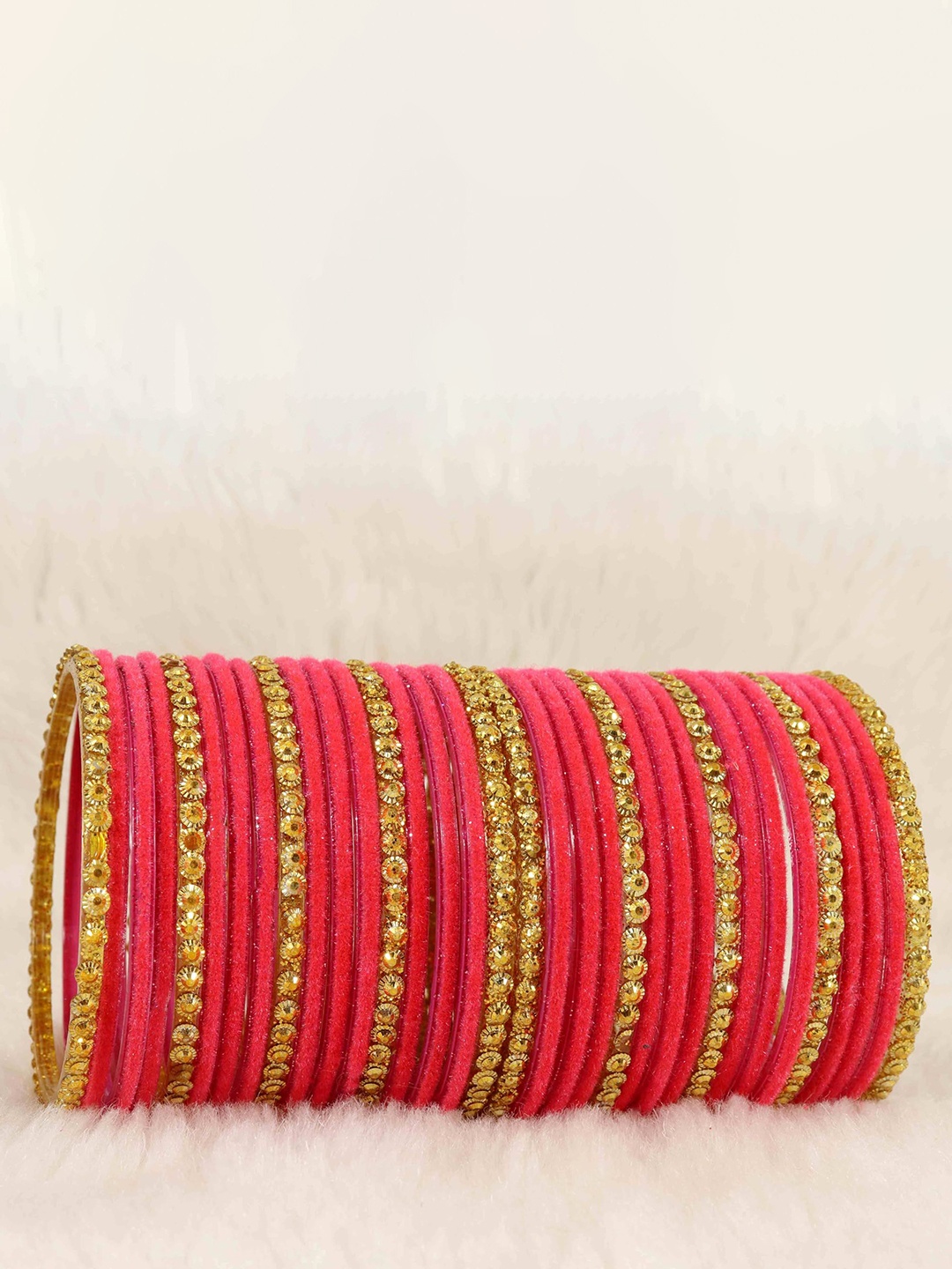 

ZULKA Set Of 34 Gold-Plated CZ-Studded Bangles