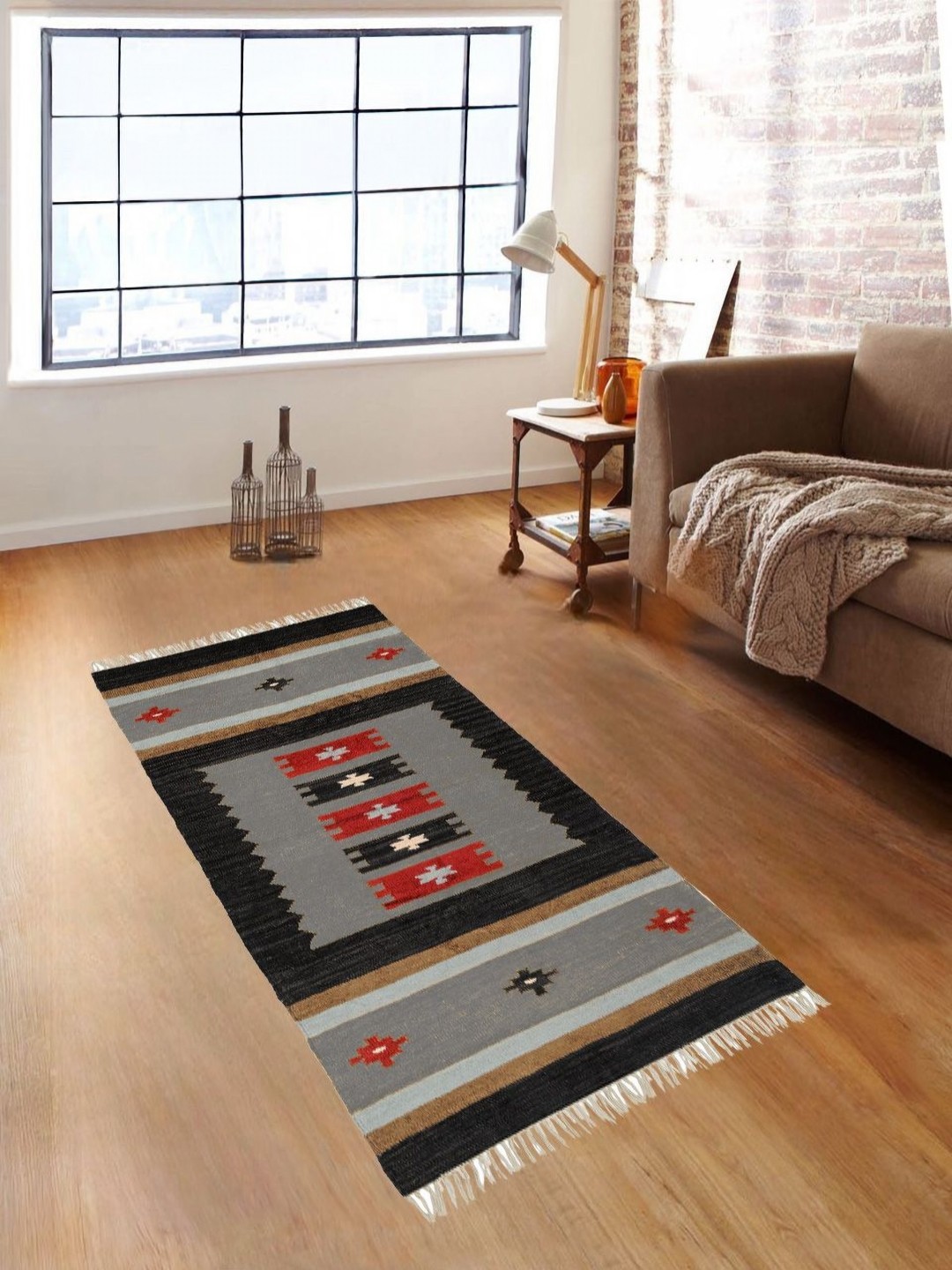 

ROMEE Black & Grey Floral Ethnic Motifs Printed Floor Runners
