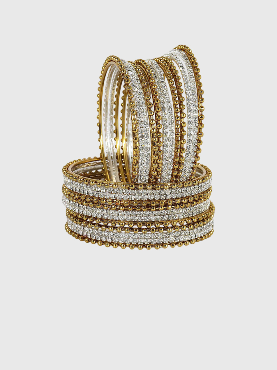 

ZULKA Set of 4 Beaded Bangles, Grey