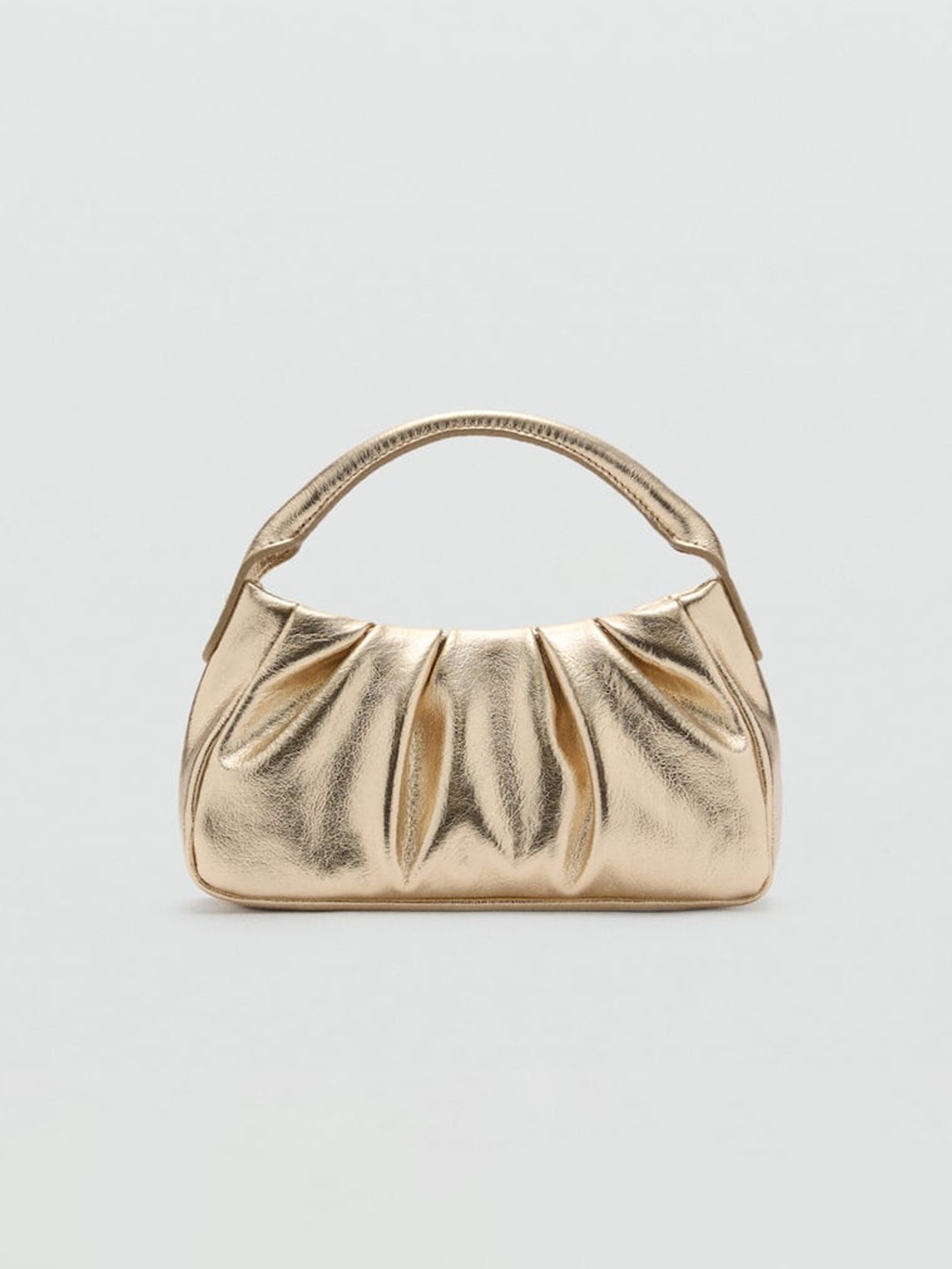 

MANGO Structured Quilted Handheld Bag with Non-Detachable Sling Strap, Gold