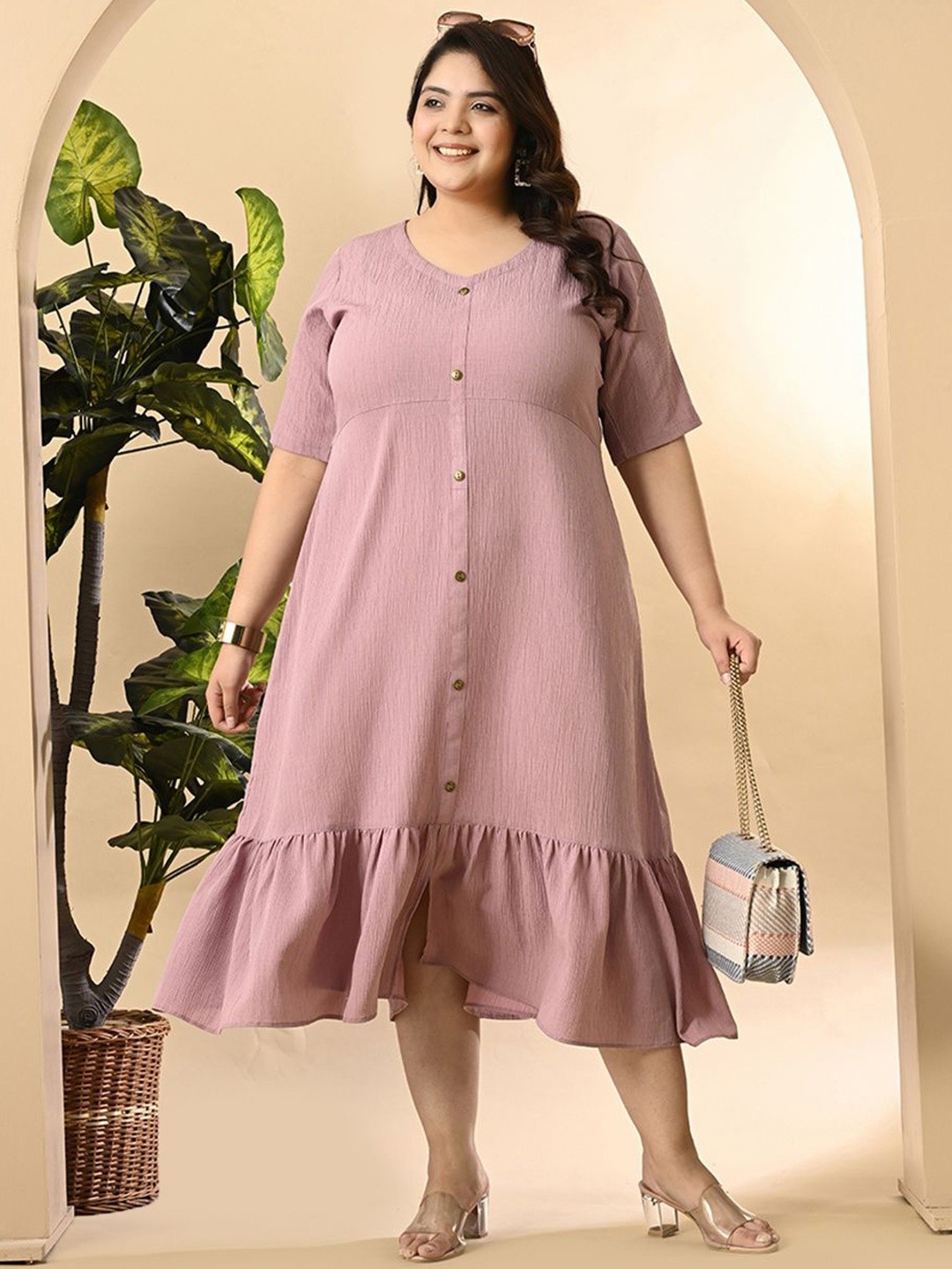 

PrettyPlus by Desinoor.com Women Plus Size Fit & Flare Dress, Lavender