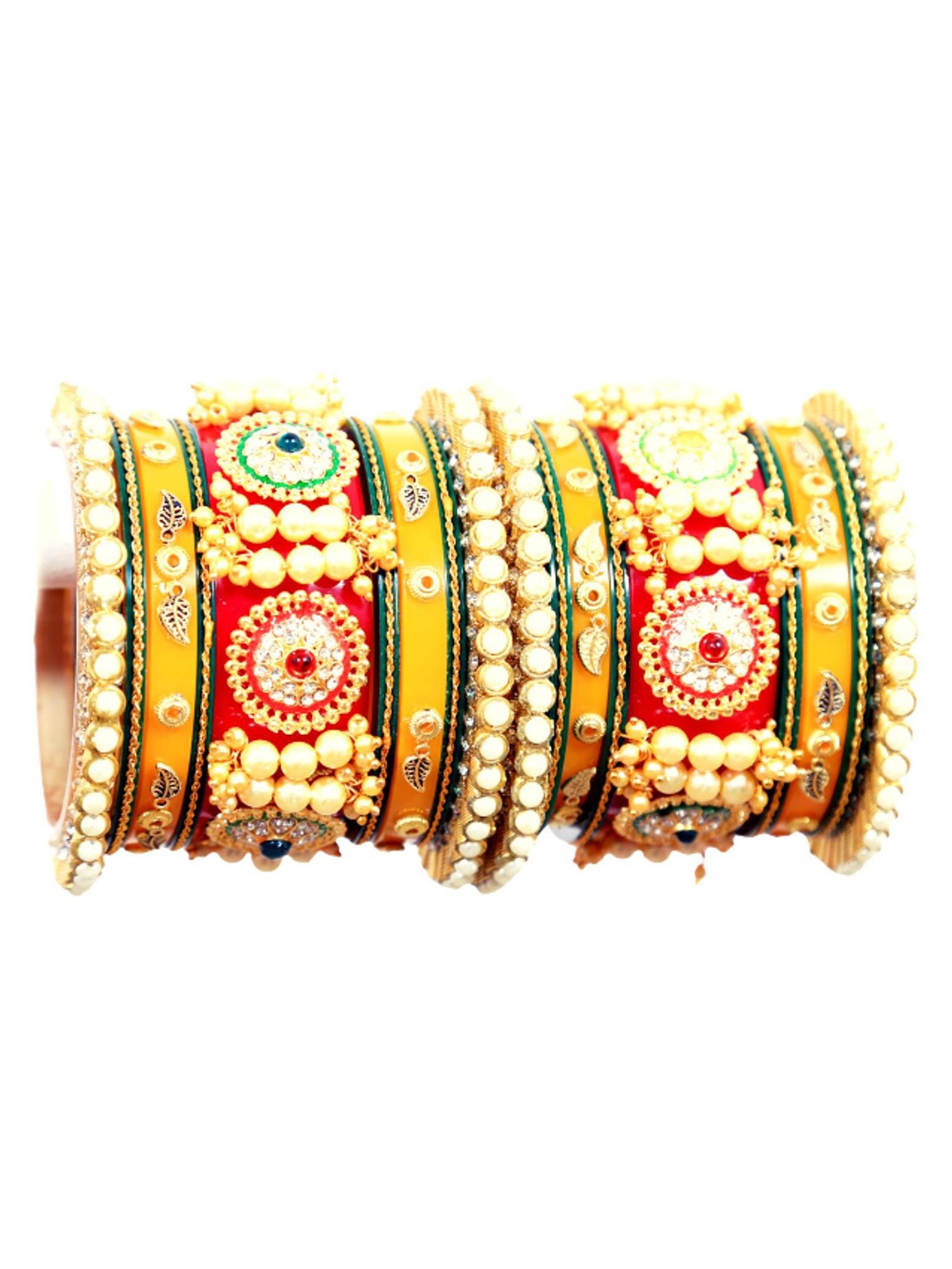 

Align Set Of 2 Gold-Plated Stone-Studded & Beaded Bangles