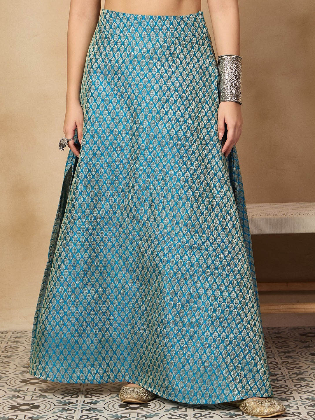 

InWeave Women Self Design A-Line Maxi Skirt, Blue