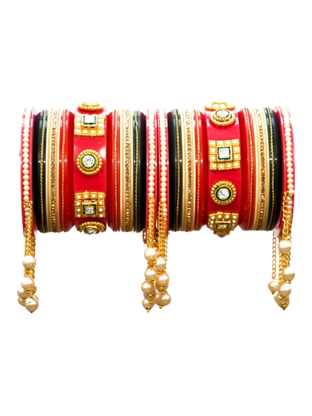 

Align Set Of 2 Gold-Plated Stone Studded & Beaded Bangles