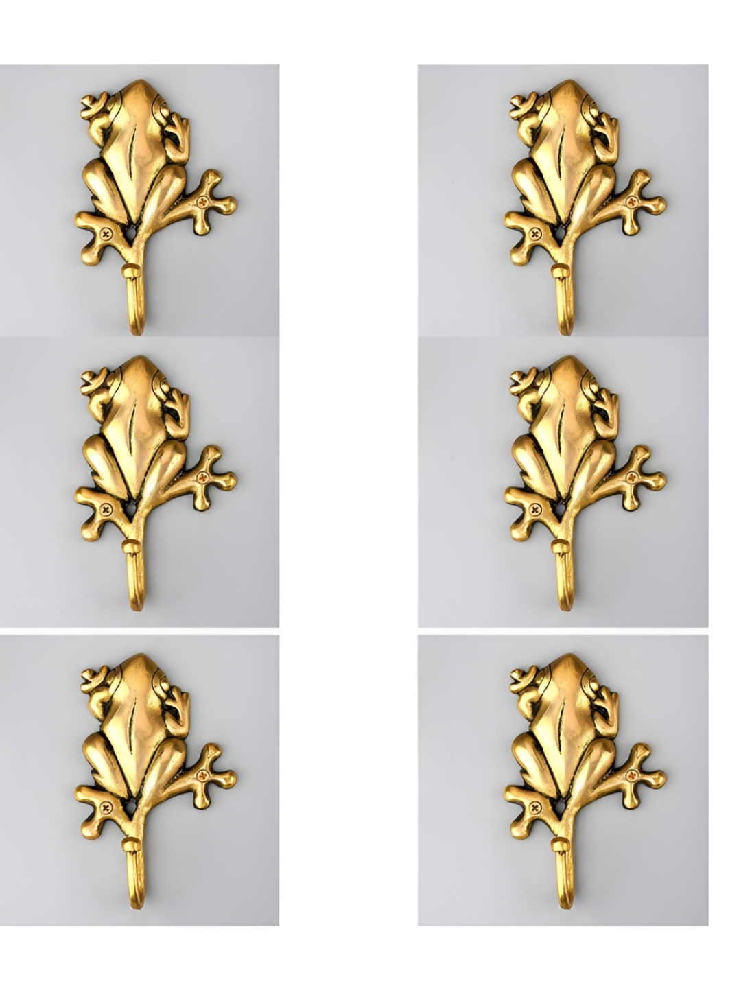 

IndianShelf Gold-Toned & Black 6 Pieces Frog Brass Wall Hook
