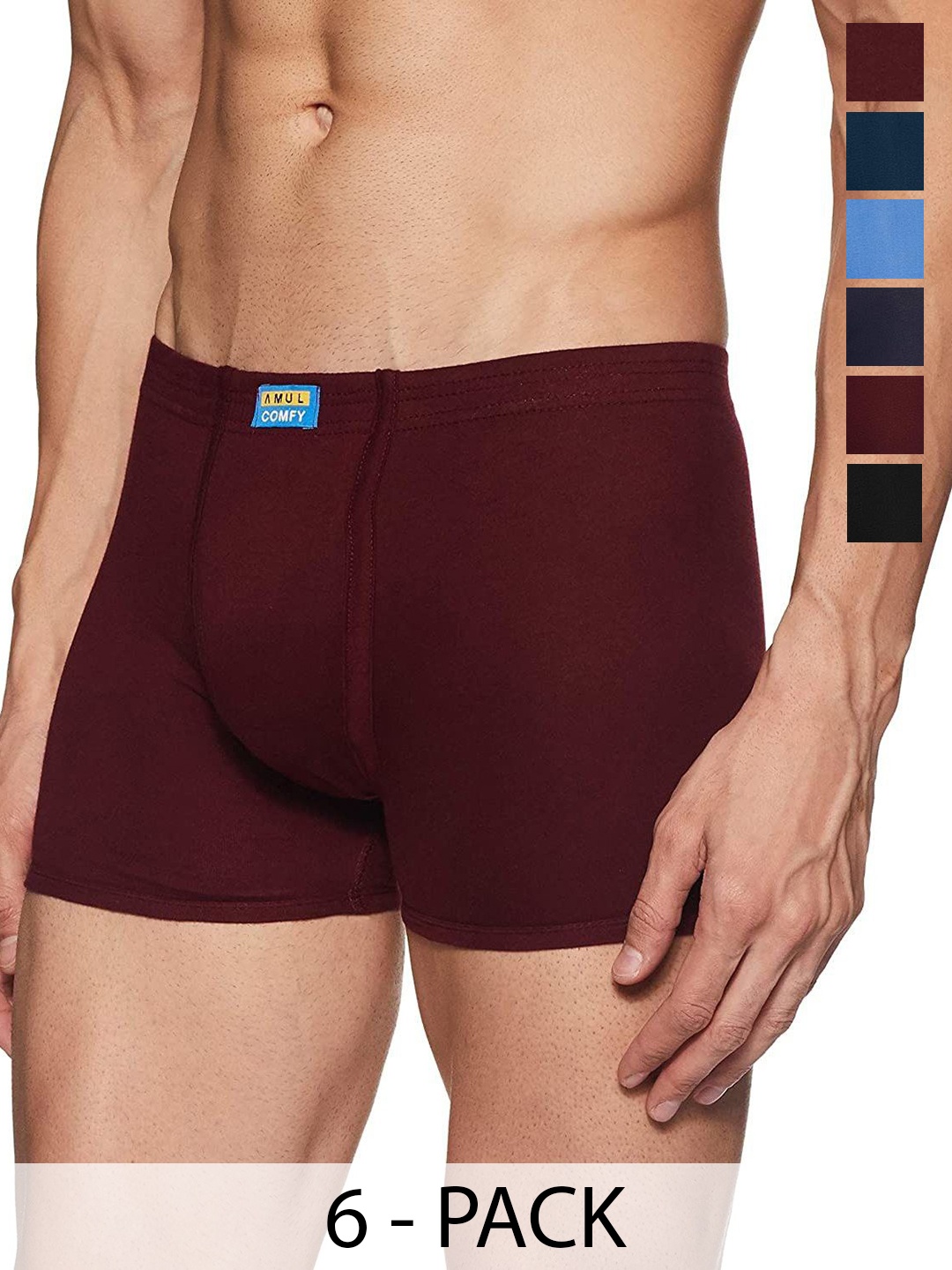 

AMUL COMFY Men Pack Of 6 Assorted Trunks Comfy-Plain-Trunk-IE-6-85, Blue