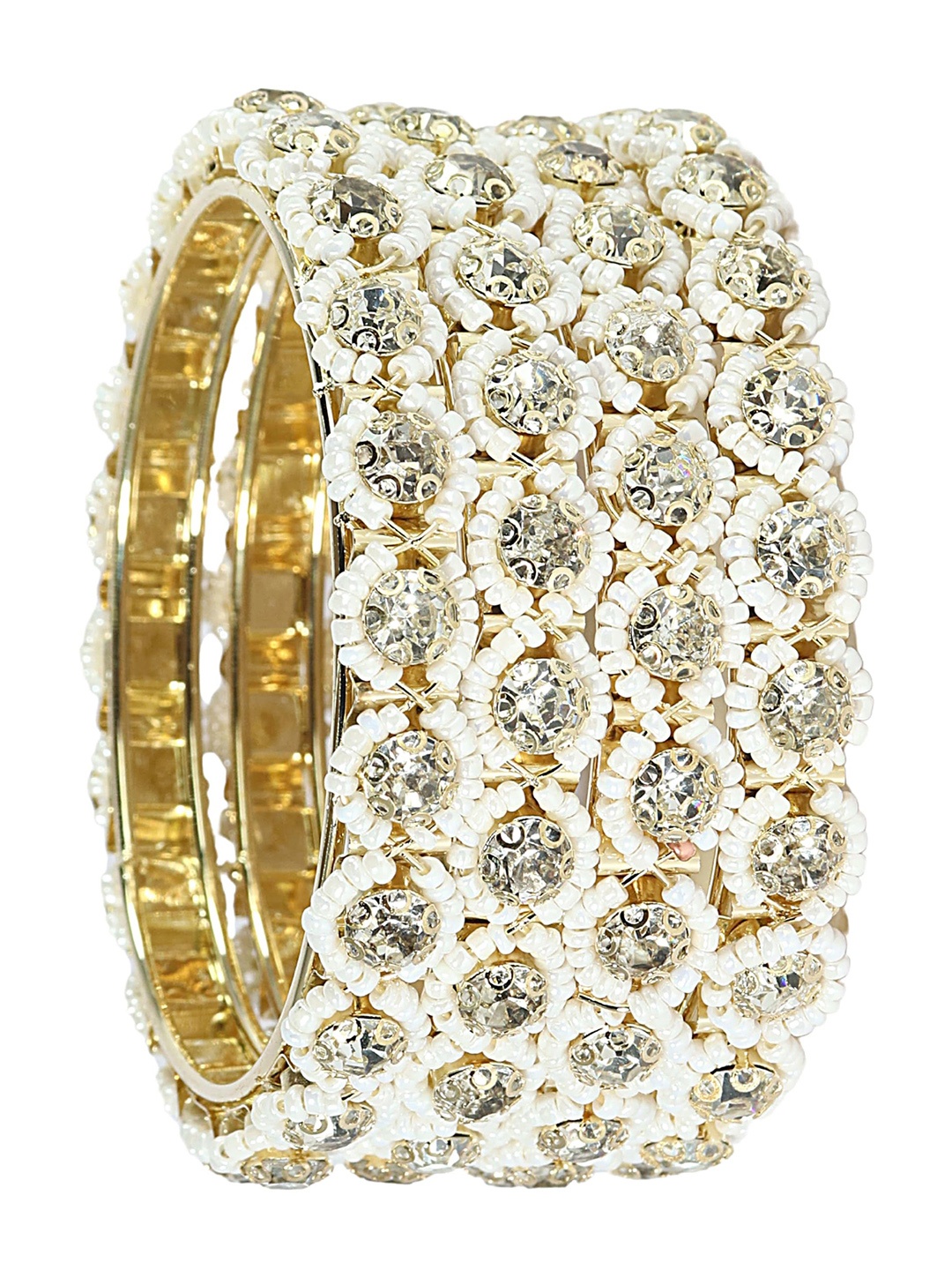 

ZULKA Pack of 4 Gold Plated Zircon Diamond Stone Studded Bangle