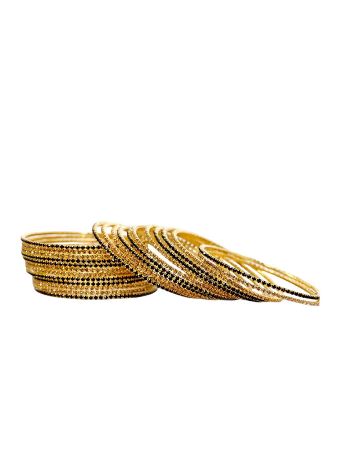 

Set of 24 Non-Precious Metal Base Metal with Zircon Gemstone Studded worked Bangle, Gold