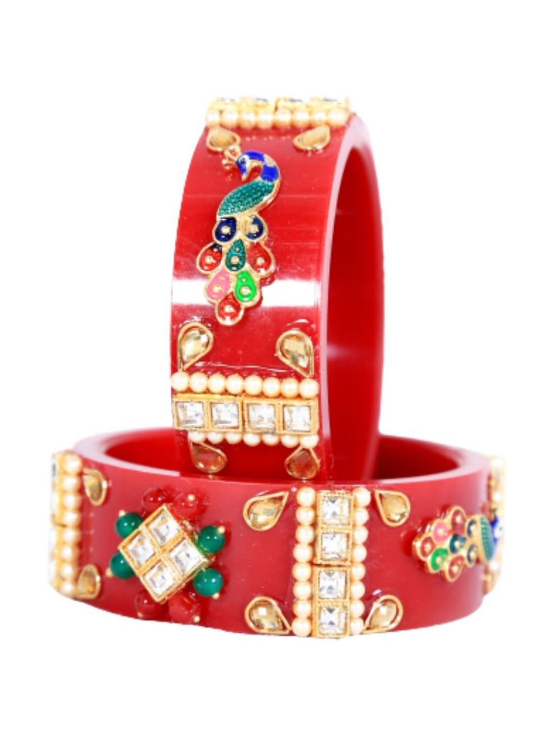 

Align Set Of 2 Gold-Plated Stones-Studded & Beaded Bangles