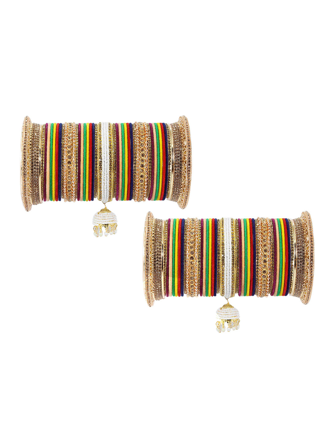

ZULKA Set of 42 Metal with Base Metal and Zircon Gemstone with Pearls Studded Matte, Black