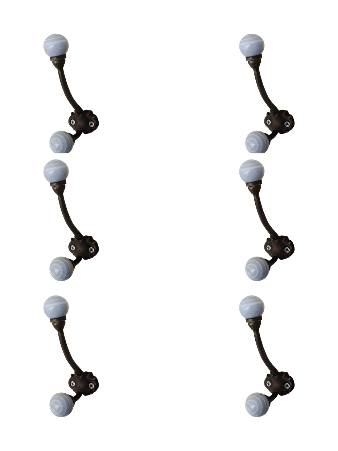 

IndianShelf Grey & Black 6 Pieces Ceramic Wall Hooks