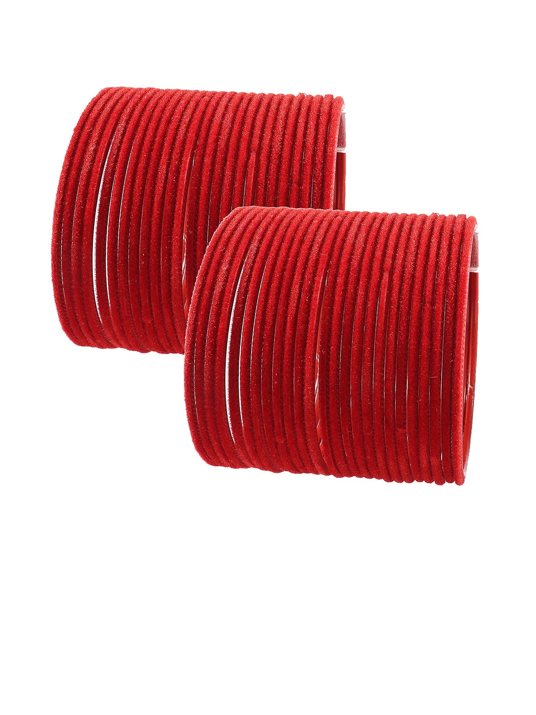 

ZULKA Set of 48 Velvet Finish Plain Metal Bangles, Red
