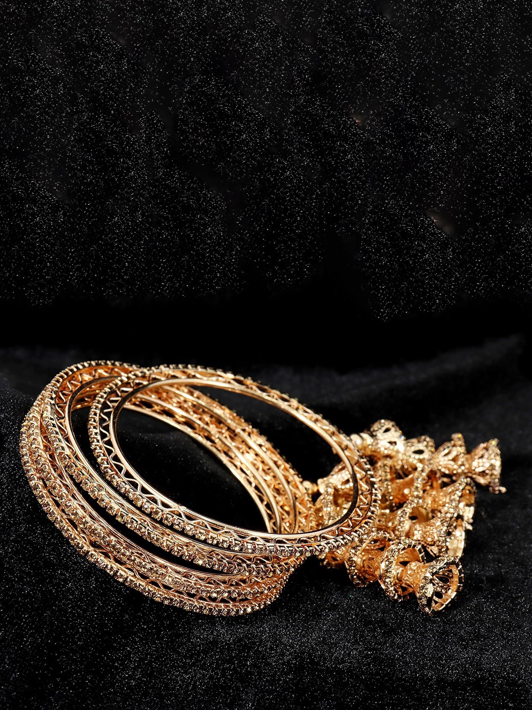 

Set of 4 Gold Plated Alloy Metal Stylish Latkan Bangle, Rose gold